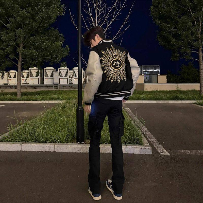 痞帅会之眼vibe棒球lec光明外套高街美式服男款冬季刺绣anfit夹克