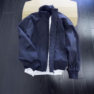 夹克立领冬季藏青色外套高街搭飞行员男短款小众棒球服穿美式情侣