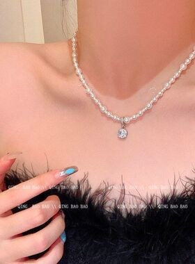 吊坠链颈链百搭项饰女方珍珠项链