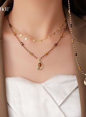 项饰不锈钢复古不规则项链美拉德