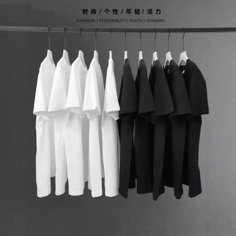 白色180g薄款圆领t恤休闲内纯色T恤夏季上衣外搭精梳棉女款男短袖