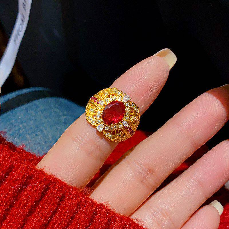 女开口手饰24戒指轻奢小众真金