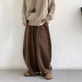 秋冬季男款松弛美拉德灯芯绒慵懒阔腿休闲裤长裤咖色裤子设计感感