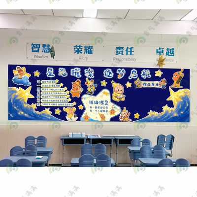 中小学新学期星星人主题教室文化布置黑板报装饰立体墙贴环创定制