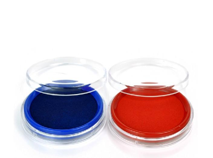 满40元包邮 得力快干印台9863 红色蓝色圆形橡皮章印泥 财务专用