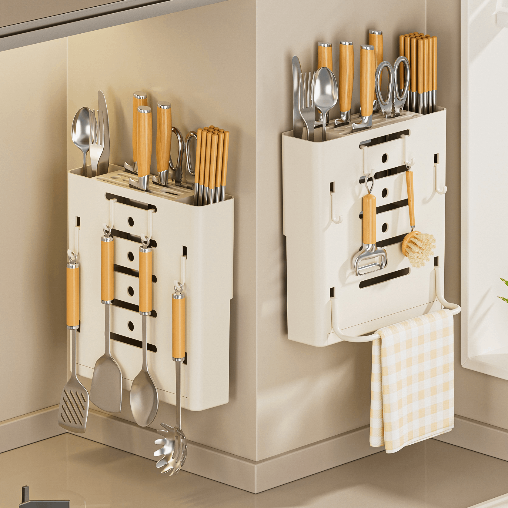 奶油风壁挂刀架置物架2024新款