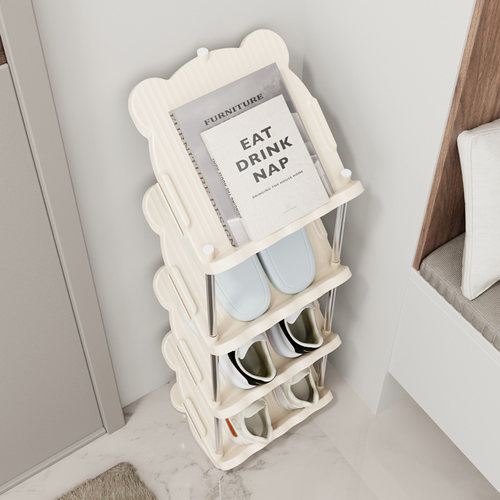 奶油风鞋架子置物架简易家用门口宿舍鞋子收纳神器多层省空间小窄