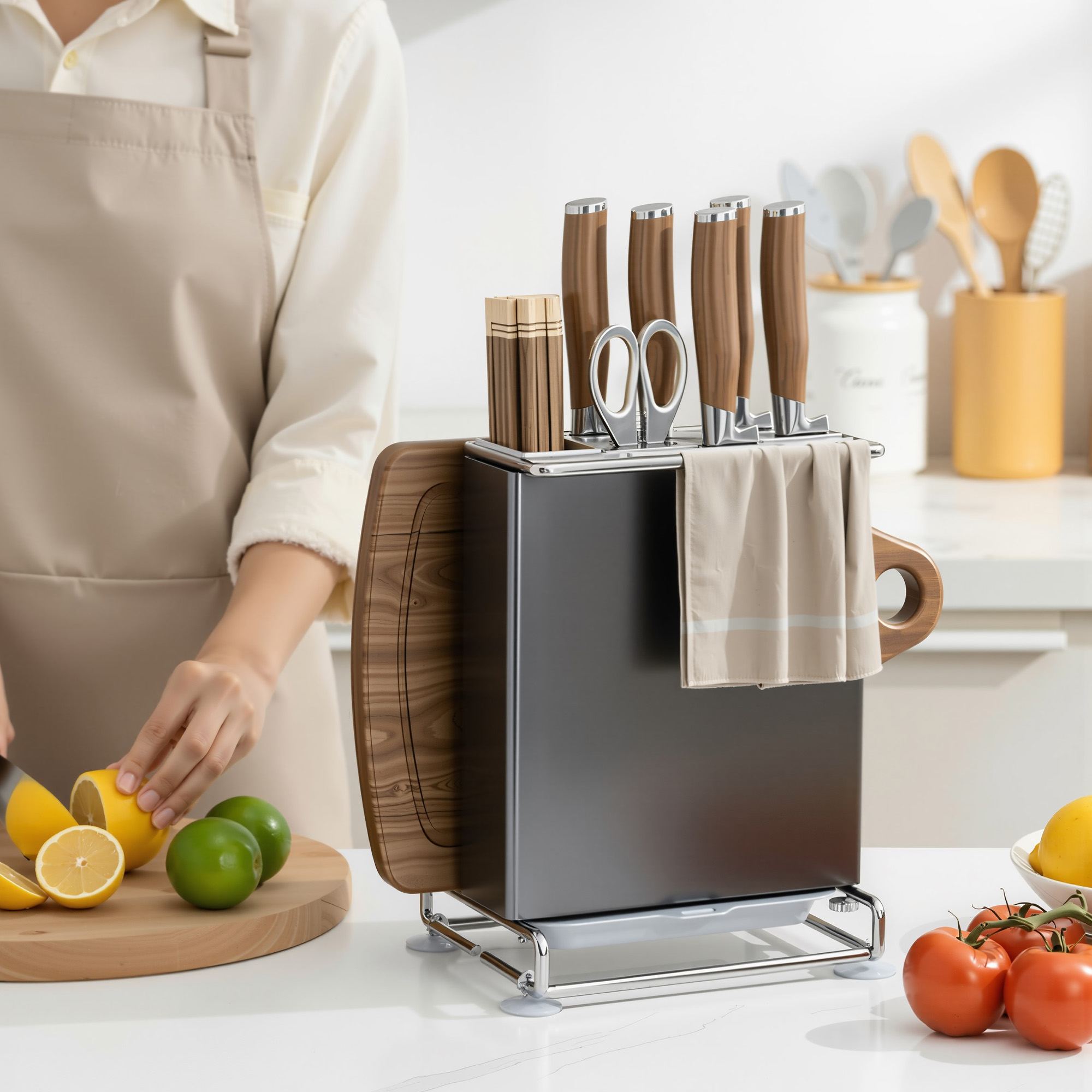 厨房置物架多功能刀架板菜板放置架家用新款筷刀具砧板一体收纳架