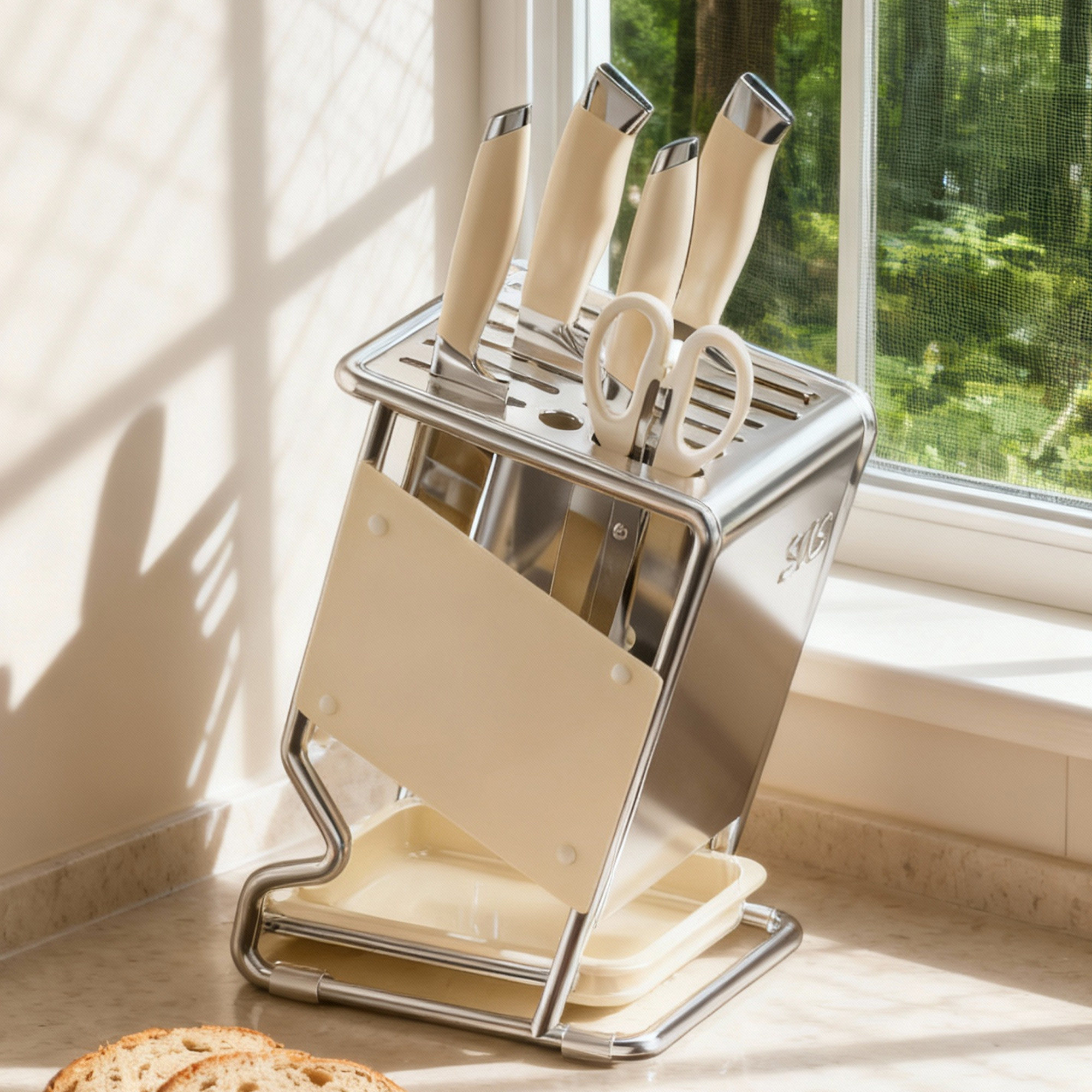 不锈钢刀架置物架厨房台面款菜刀放置刀具筷筒菜板架一体收纳架子,厨房/烹饪用具,刀架,淘宝优惠券,粉丝福利购,淘宝优惠卷