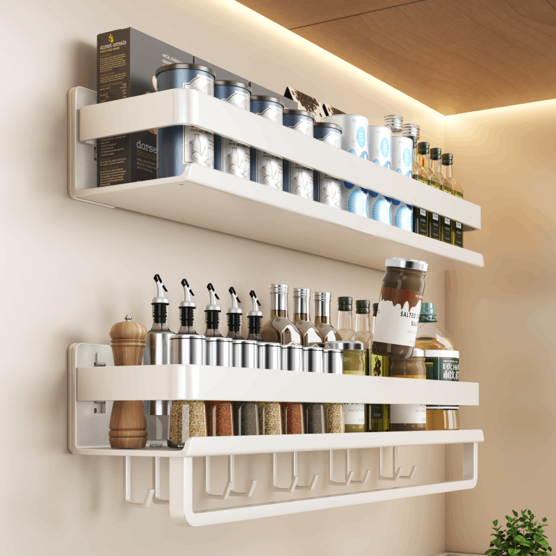 奶油风多层厨房调料置物架壁挂