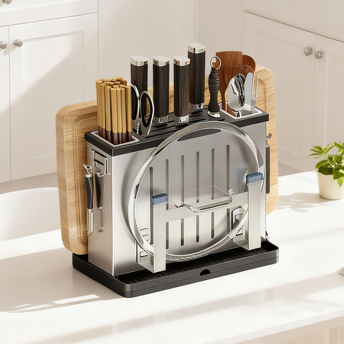 刀架置物架2025新款厨房多功能置物架刀架锅盖筷子刀具收纳架一体