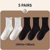 5 pair /Lot Socks for Women Ruffle Cotton Middle Tube Ankle thumbnail 6