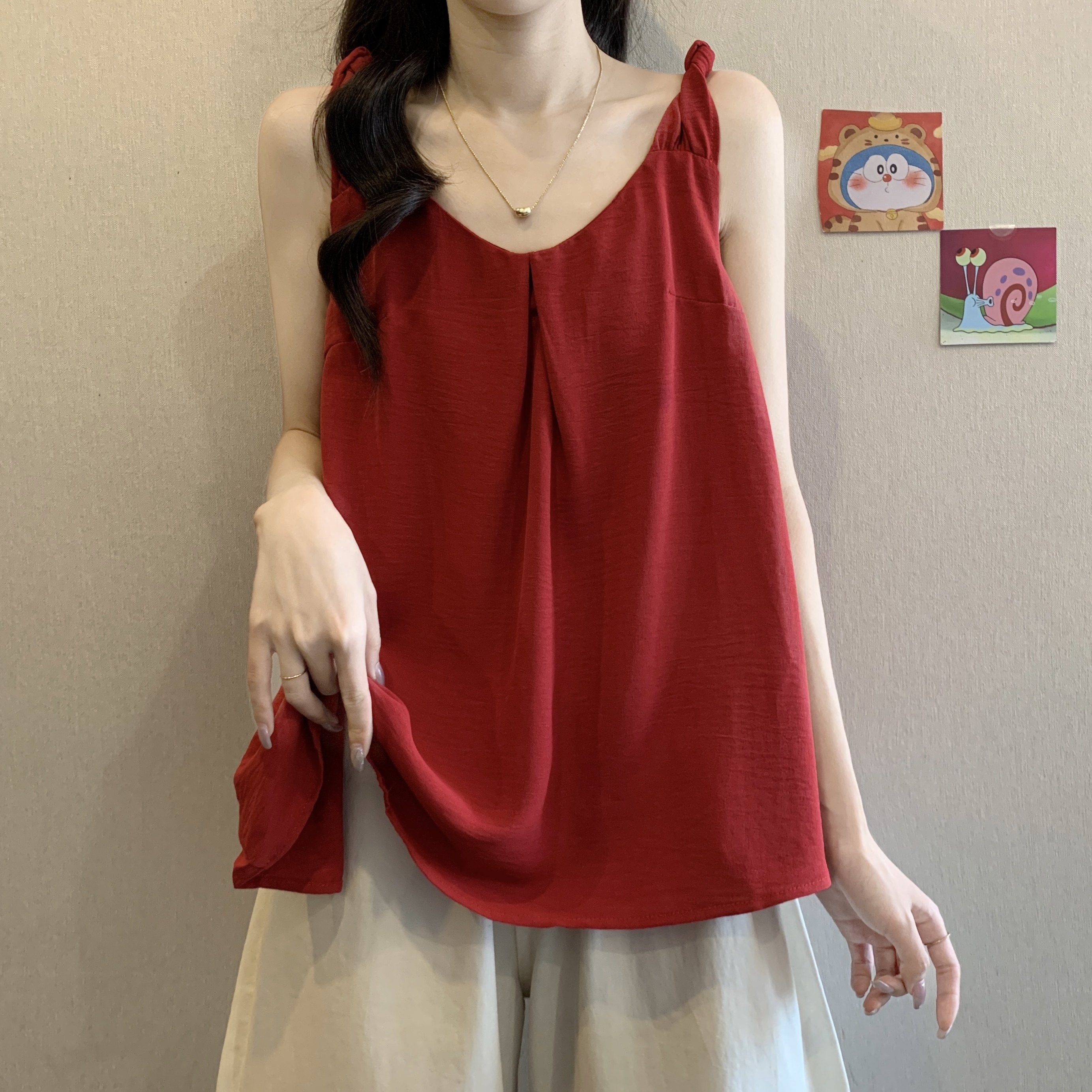 高级感红色吊带背心女夏季新款外穿百搭大码胖mm时尚露肩无袖上衣,女装/女士精品,大码内搭,淘宝优惠券,粉丝福利购,淘宝优惠卷