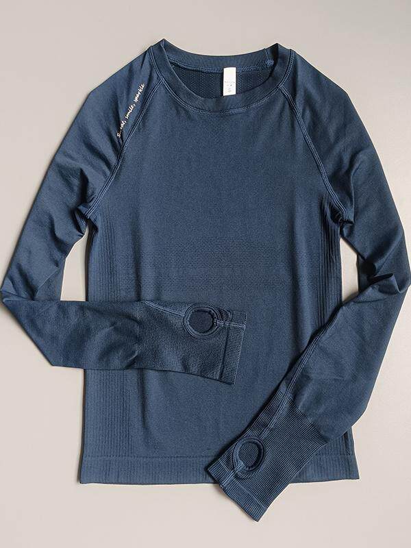 INS SPORTS YOGA CLOTHING WOMENS ROUND NECK LONG-SLEEVED CASUAL ALL-MATCH TOP HIGH ELASTIC QUICK-DRYING RUNNING TIGHT FITNESS CLOTHING