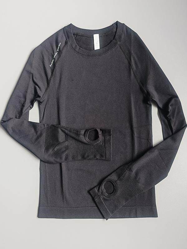 INS SPORTS YOGA CLOTHING WOMENS ROUND NECK LONG-SLEEVED CASUAL ALL-MATCH TOP HIGH ELASTIC QUICK-DRYING RUNNING TIGHT FITNESS CLOTHING