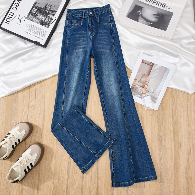 高腰微喇牛仔裤女春季2026年新款弹力修身显瘦小个子喇叭长裤