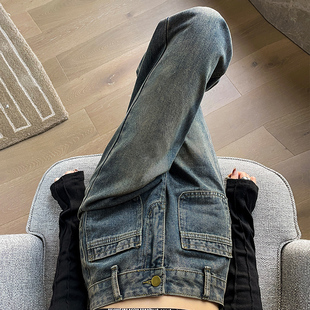 女春季 显瘦小个子阔腿裤 装 高腰春装 女 2026年新款 水泥灰直筒牛仔裤