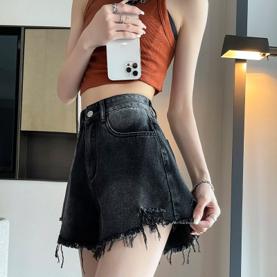 黑灰色牛仔短裤女夏季薄款