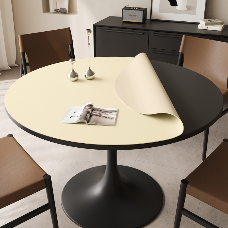 护眼硅纯色圆桌桌垫圆形餐桌垫小茶几垫子防水防油免洗高级感桌布