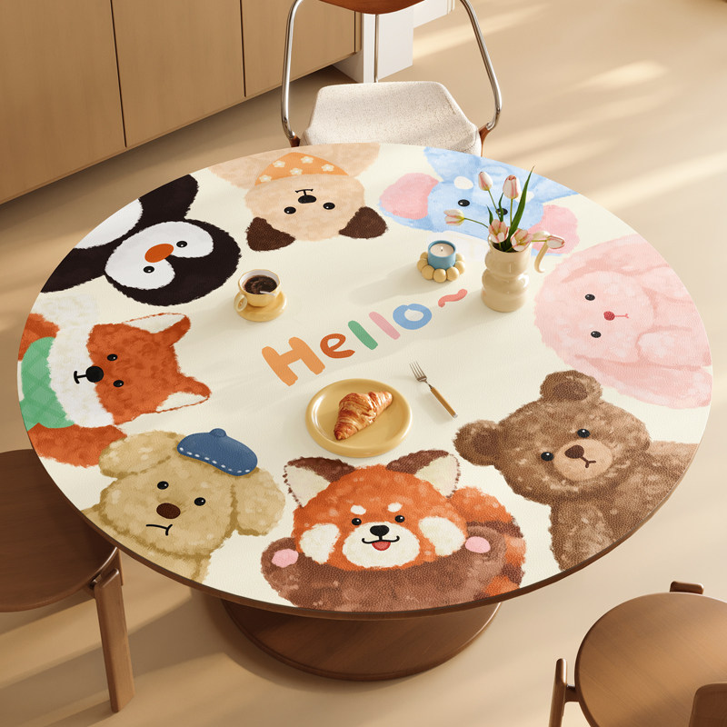 卡通圆形免洗防油防水桌布客厅桌子保护垫家用客厅圆桌防烫茶几垫,居家布艺,桌布,淘宝优惠券,粉丝福利购,淘宝优惠卷