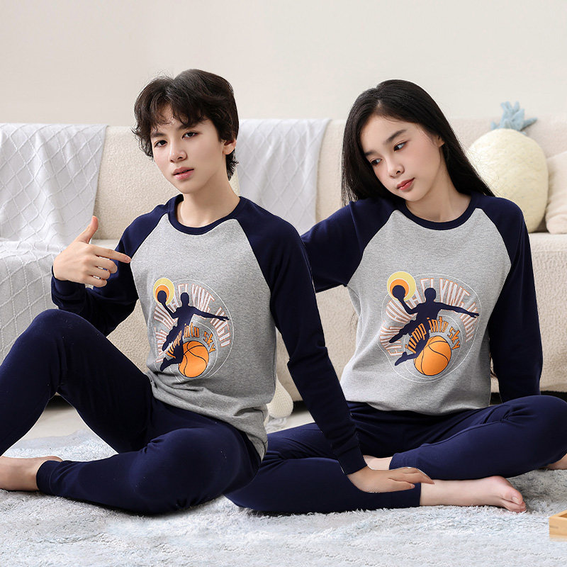 大童秋衣秋裤女童纯棉内衣套装青少年棉毛衫秋冬睡衣男孩衬衣衬裤