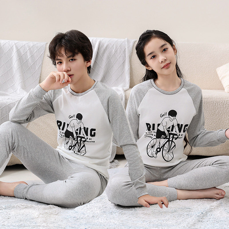 大童秋衣秋裤男童纯棉内衣套装青少年棉毛衫秋冬睡衣女孩衬衣衬裤