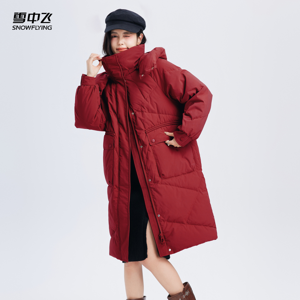 雪中飞温馨中长款羽绒服