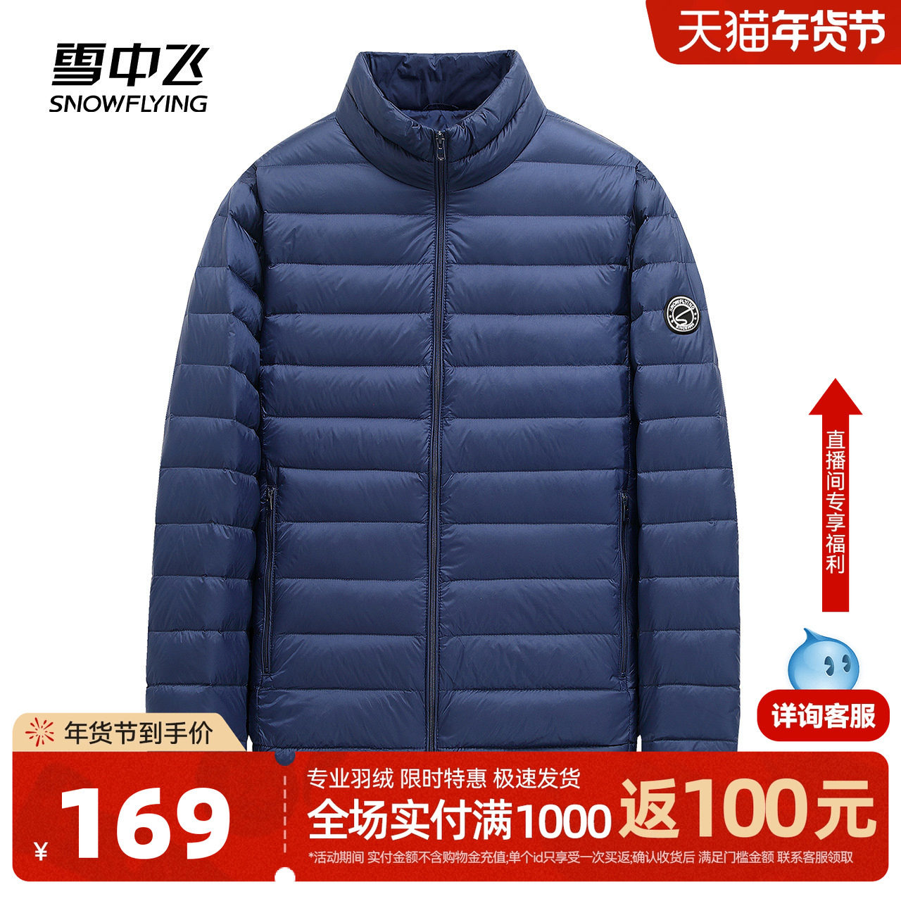 雪中飞2025秋冬男士立领短款基础休闲保暖加大轻薄排骨羽绒服外套