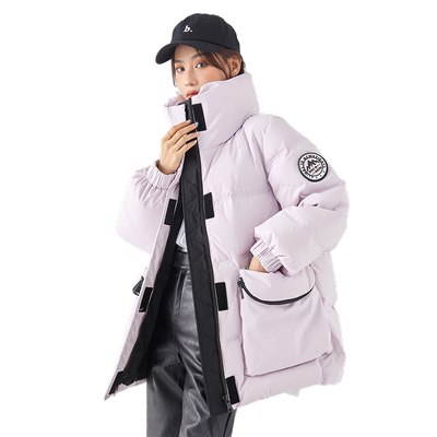 工装大口袋中长款羽绒服