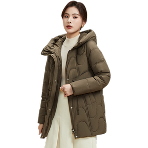 雪中飞2025春秋新款女士妈妈连帽短款羽绒服加厚保暖休闲气质收腰