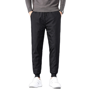 雪中飞2025春秋新款男士鹅绒羽绒裤束脚抽绳松紧腰抗寒保暖简约黑