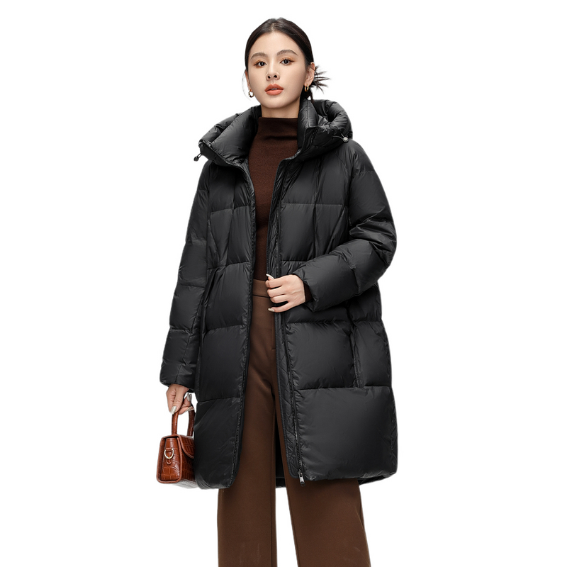 长款羽绒服雪中飞连帽