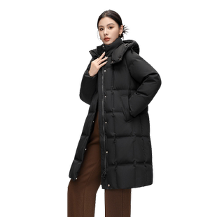 雪中飞2026春新款女装长款羽绒服可脱卸帽韩版廓形纯色时尚休闲