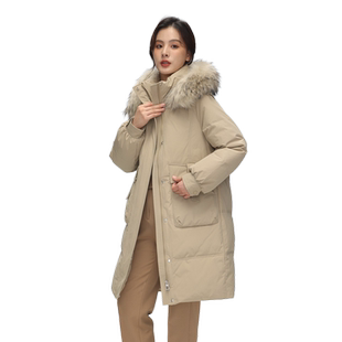 雪中飞2025秋冬新款女士长款羽绒服貉子毛领舒适过膝保暖时尚