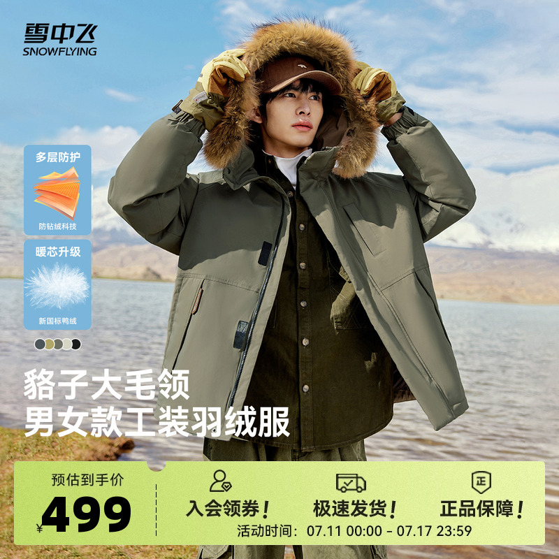 雪中飛情侶派克羽絨服