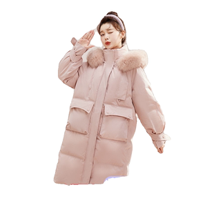 雪中飞2026秋冬女士韩版廓形马卡龙狐狸毛领长款羽绒服加厚外套