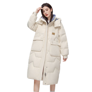 雪中飞冬新款时尚休闲小众宽松廓形中长款肌理感羽绒服