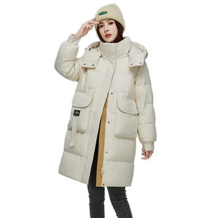 雪中飞2025秋冬新款女士中长款羽绒服小个子加厚保暖宽松简约韩版