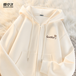 雪中飞卫衣外套女初春2026新款初中生宽松外穿运动连帽短款开衫PC