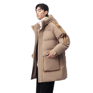 雪中飞连帽中长款大口袋羽绒服男