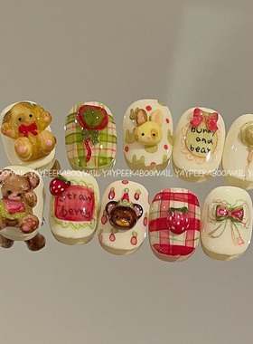 ARTPANDA【kusa】原创童话镇蛋糕派对卡通美甲小熊兔小咪模具气球