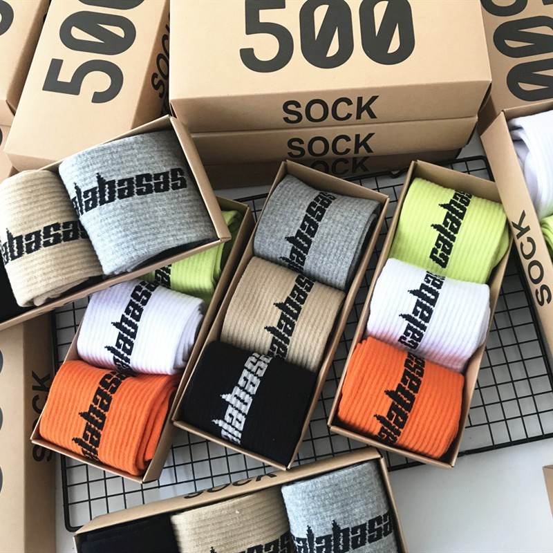 椰子350V2礼盒袜 欧美500潮牌700侃爷calabasas袜子中筒一件代发