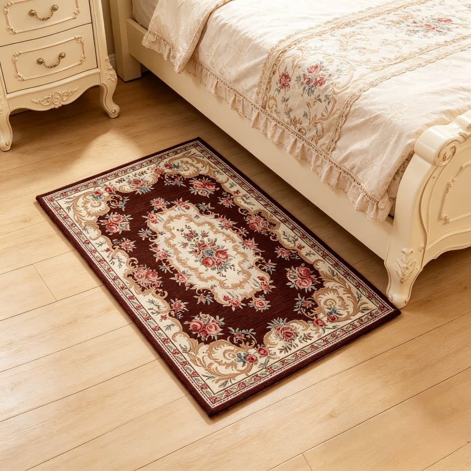 欧式田园地毯美式地垫入户家用进门垫子客厅玄关卧室防滑垫可机洗