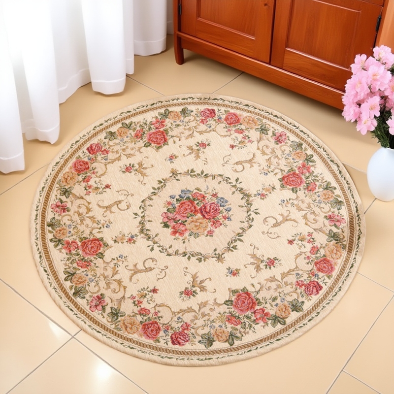 田園美式鄉村臥室圓形吊籃墊地毯