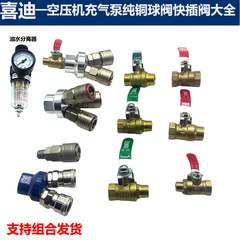 无油空压机小气泵纯铜球阀油水分离器快速接头出气阀门英制234通