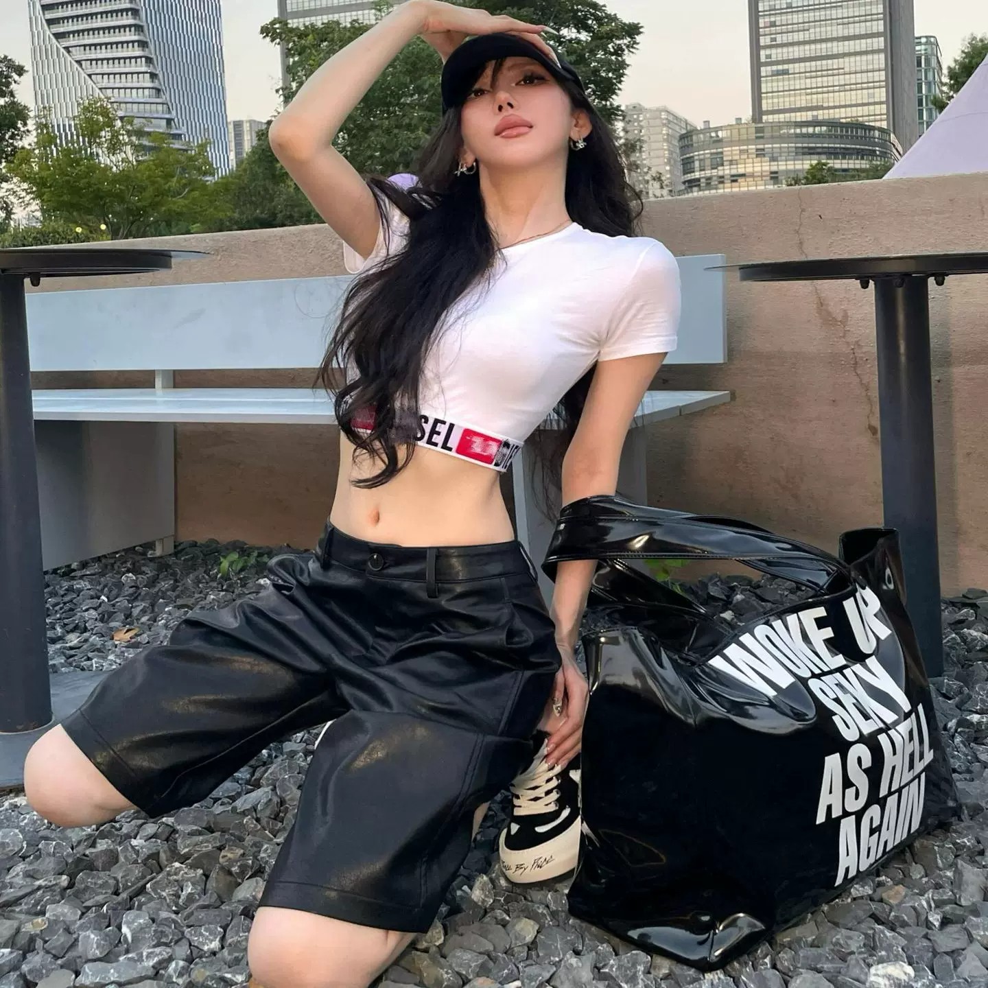 美式字母高腰紧身纯欲三角内裤