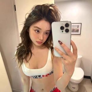 正确版 字母美式辣妹内搭吊带背心百搭外穿美背外穿背心+内裤套装