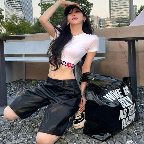 美式紧身复古性感辣妹短款短袖