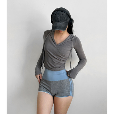速干运动T恤女连帽显瘦