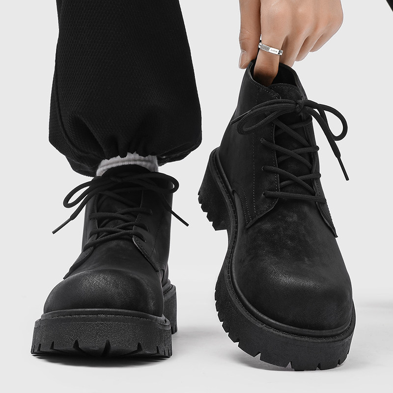 亚王男鞋马丁靴男款美式复古皮鞋厚底大头德比增高工装鞋,流行男鞋,休闲皮鞋,淘宝优惠券,粉丝福利购,淘宝优惠卷